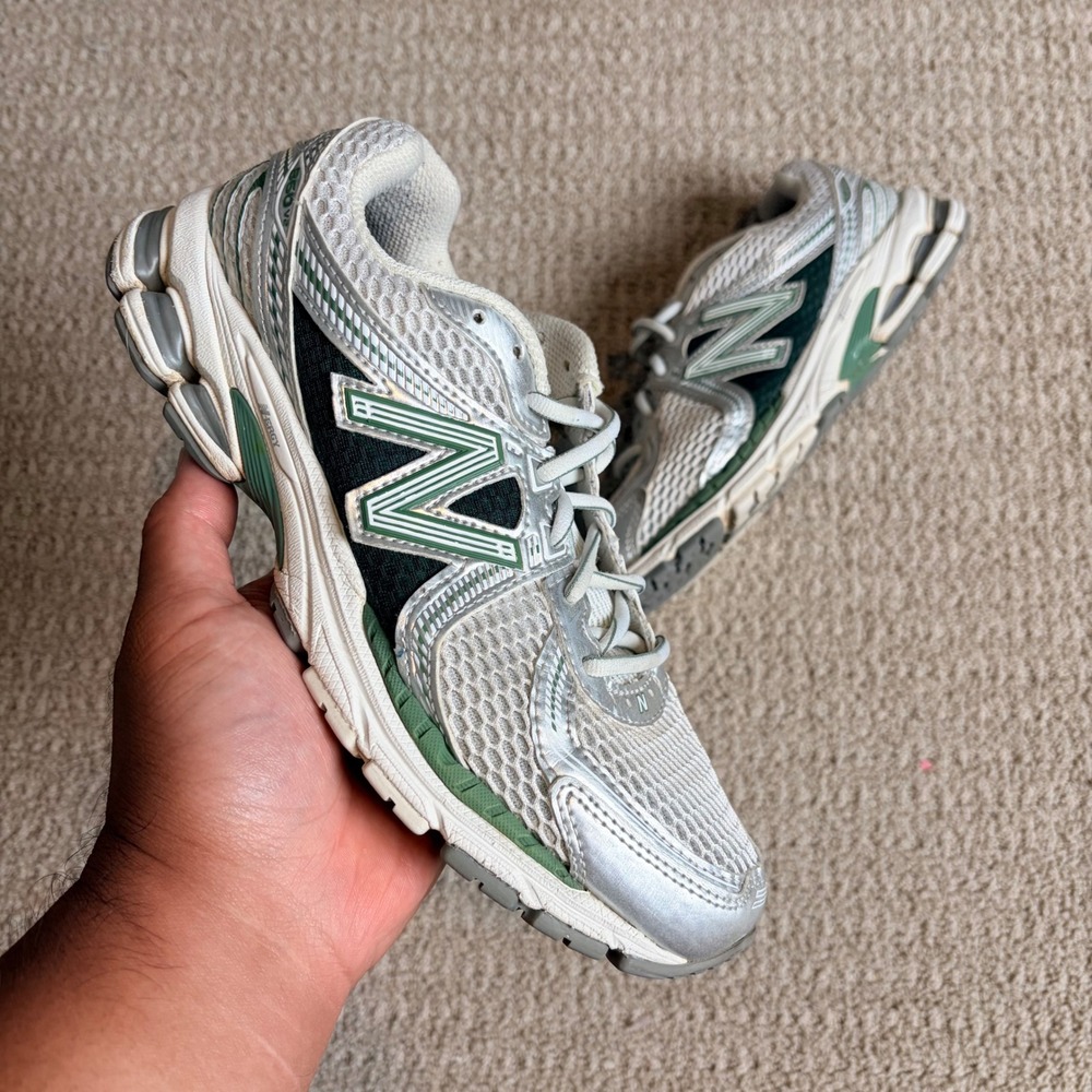 New Balance 860v2 Silver Forest Green Running Shoes ML860GP2 Mens 6 Womens 7.5